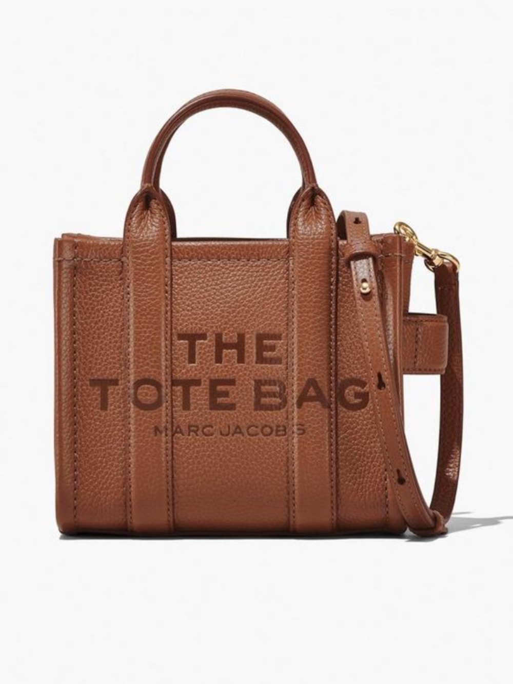 Marc Jacobs "The Tote Bag" Mini Argan Oil Crossbody Tote Bag with Gold Hardware